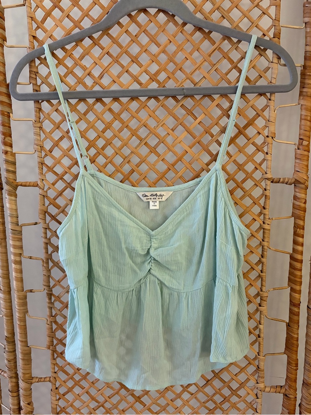 Women’s Teal Cropped Peplum Adjustable-Strap Tank Top